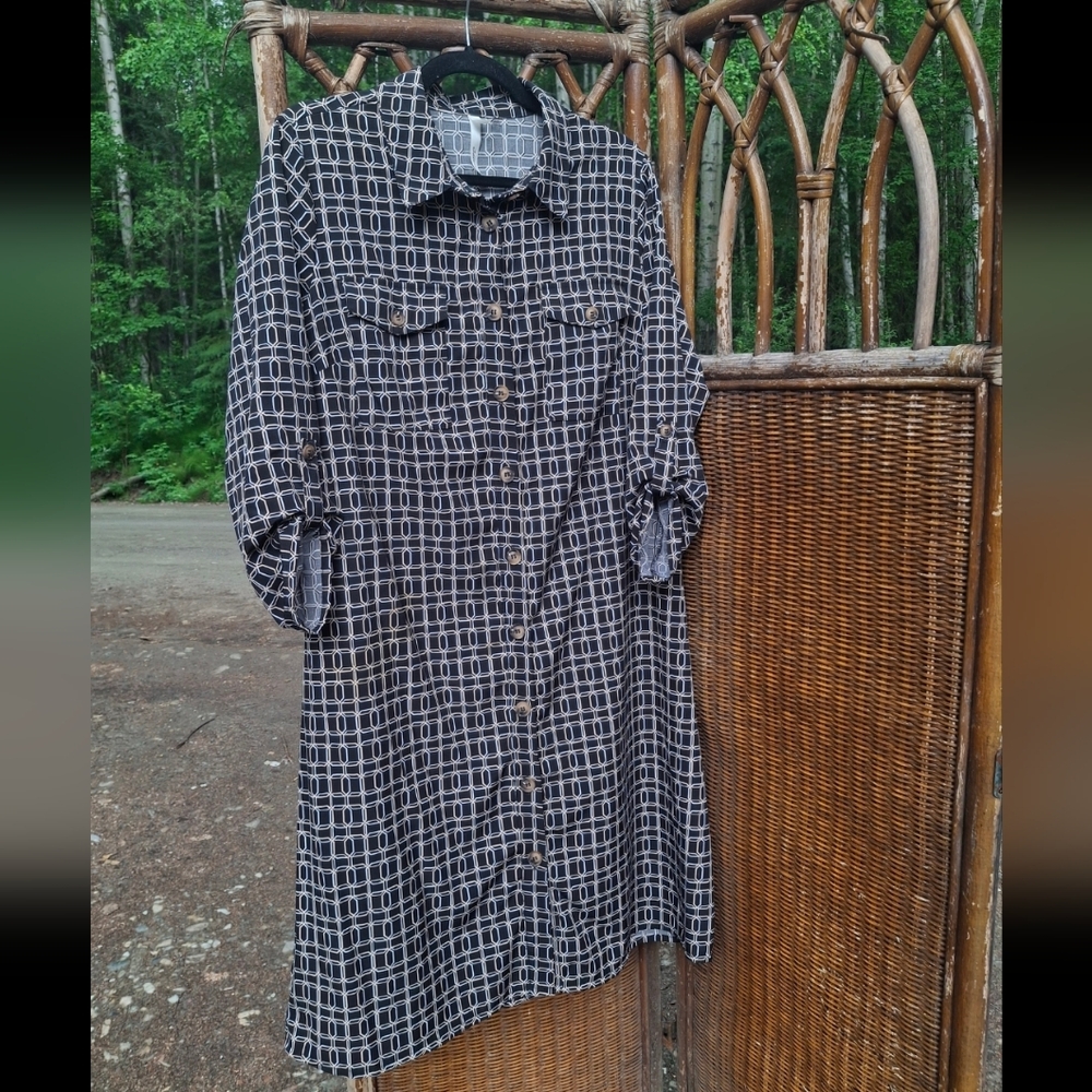 Black and White Checkered Shirt Dress